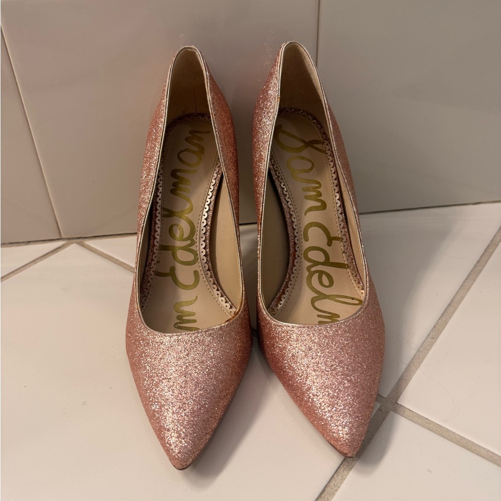 Sam Edelman Women's Pink Glitter Pump Heels style Hazel